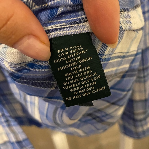 Ralph Lauren lightweight blue plaid button down - Picture 5 of 6